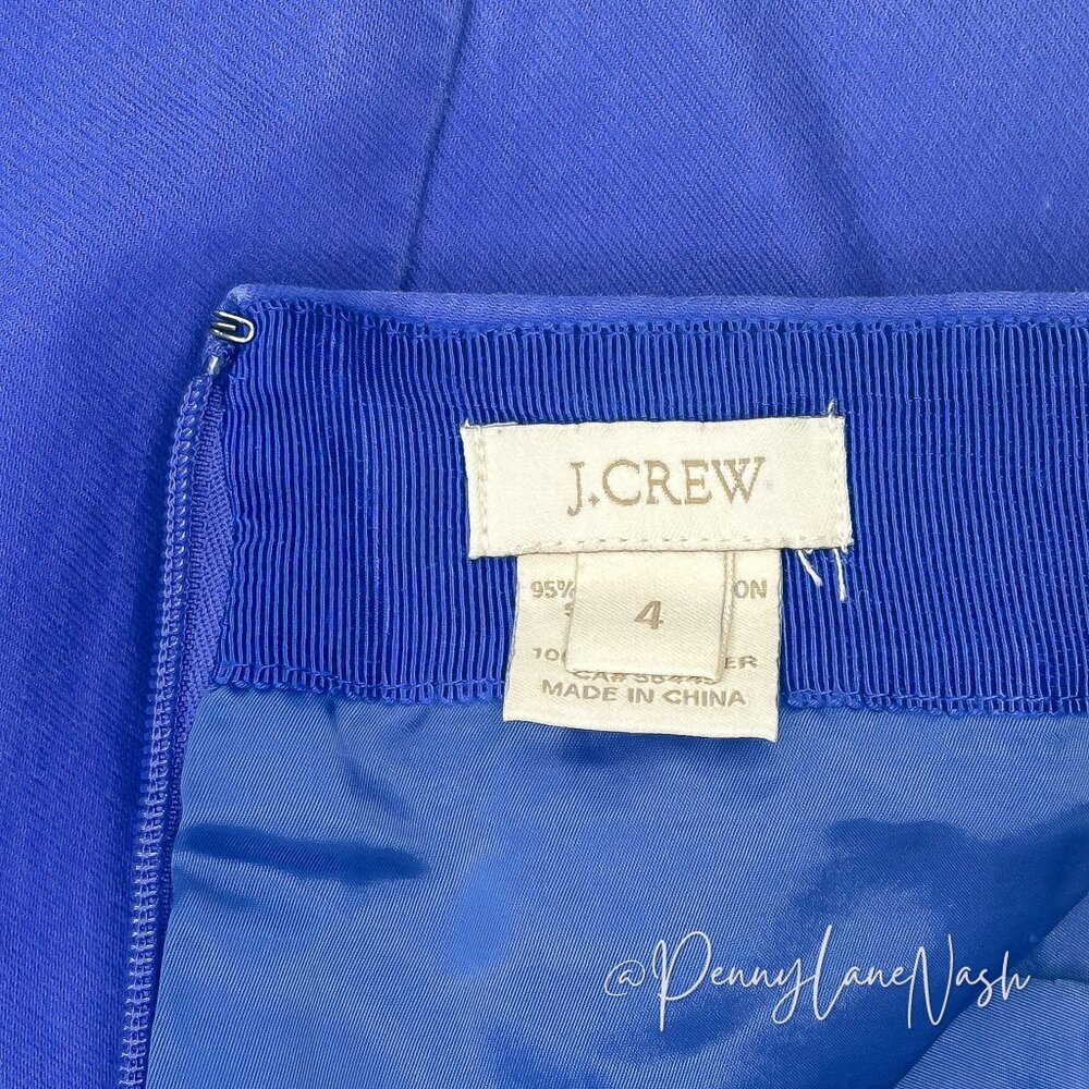 J.Crew Double Serge Cotton A Line Mini Skirt Size 4 Brilliant Blue - Picture 10 of 10
